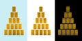 Three golden pyramids of rectangles. Pedestal in three versions.