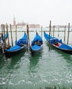 Three gondolas in Venice on the Grand Canal, Italy. Royalty Free Stock Photo