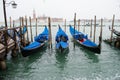 Three gondolas in Venice on the Grand Canal, Italy. Royalty Free Stock Photo