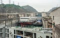 Ferry and boat inside locks of ship lift at Three Gorges Dam, China