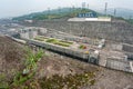 Long view on Locks of ship lift at Three Gorges Dam, China