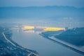 Three gorges dam in nightfall Royalty Free Stock Photo