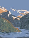 Three Gorges Scenic Area on Yangtze River in Hubei and Chongqingi China WPA Art Deco Poster