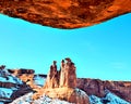 Three Gossips, Winter, Arches National Park, Utah. Royalty Free Stock Photo