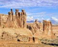 Three Gossips and Sheep Rock at Arches Royalty Free Stock Photo