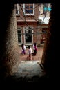 Three graces through a dark porch