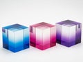 Three gradient cubes isolated on white background Royalty Free Stock Photo