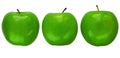 Three Granny Smith apples Royalty Free Stock Photo