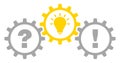 Three Graphic Gears Question Idea And Answer Gray Yellow Outline Royalty Free Stock Photo
