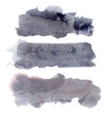 Three gray watercolor spots on a white background.