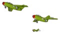 Three green air force jets vector illustration