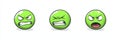 Set of three green angry emoticons on a white background in doodle illustration style Royalty Free Stock Photo
