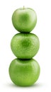 Three reen apple on each other