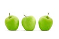 Three green apple in row