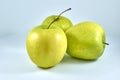 Three green apples on white background Royalty Free Stock Photo