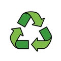 Three green arrows in a triangular formation, indicating the universal recycling Royalty Free Stock Photo