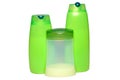 Three green beauty and hygiene products. Royalty Free Stock Photo