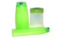Three green beauty and hygiene products. Royalty Free Stock Photo