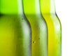 Three green beer bottles over white Royalty Free Stock Photo