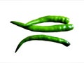 Three green chillies isolated on the white background Royalty Free Stock Photo