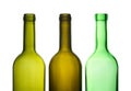 Three green empty wine bottles Royalty Free Stock Photo