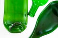 Three green Flat Bottles