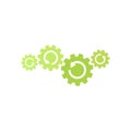 Three green gears with arrows. Flat icon isolated on white. Vector illustration for technology or innovation
