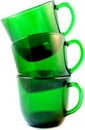 Three Green Glass Punch Cups Isolated