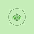 Three green leaves in arrow circle eco icon