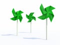 Three green pinwheel Royalty Free Stock Photo