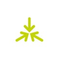 Three green rounded arrows point to the center. Triple Collide Arrows icon