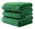 three green towels on white background Royalty Free Stock Photo