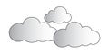 Three grey clouds over white background