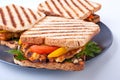 Three grilled chicken sandwiches Royalty Free Stock Photo