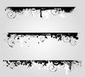 Three grunge banners with floral elements Royalty Free Stock Photo