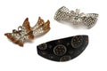 Three hair clips against a white backdrop Royalty Free Stock Photo