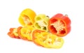 Three half of bell pepper and slices.