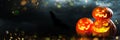 Three Halloween Jack O` Lantern pumpkins