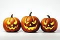 Three halloween pumpkins, AI generated