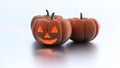 Three Halloween Pumpkins with a Cool One in front Royalty Free Stock Photo