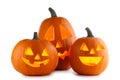 Three Halloween Pumpkins on white Royalty Free Stock Photo