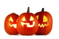 Three Halloween Pumpkins on white Royalty Free Stock Photo