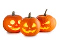 Three Halloween Pumpkins on white Royalty Free Stock Photo