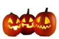 Three Halloween Pumpkins on white Royalty Free Stock Photo