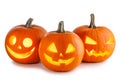 Three Halloween Pumpkins on white Royalty Free Stock Photo