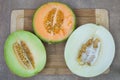 Three halved melons Royalty Free Stock Photo