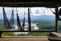Three hammocks with great view of the amazon rainforest, Ecuador