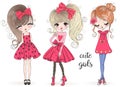 Hand drawn beautiful cute cartoon amazing fashion girl.