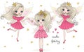 Hand drawn beautiful cute little tooth fairy princess girl with a tooth. Royalty Free Stock Photo