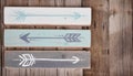 Three hand painted arrows